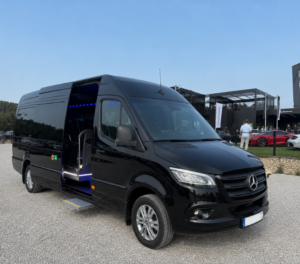 Corporate event transport minibus in Ibiza with VIP executive transfer service