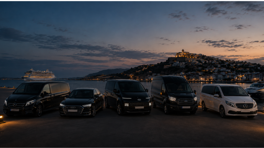 Ibiza Transit Express premium transfer fleet featured in travel and media publications