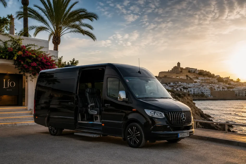 Mercedes V-Class luxury vehicle for private transfers around Ibiza with professional driver.